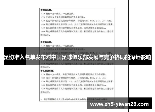 足协准入名单发布对中国足球俱乐部发展与竞争格局的深远影响 足协准入名单发布对中国足球俱乐部发展与竞争格局的深远影响